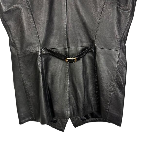 Vintage Bagatelle Black 100% Cow Leather Vest with Brushed Gold Hardware Size L - Picture 8 of 13
